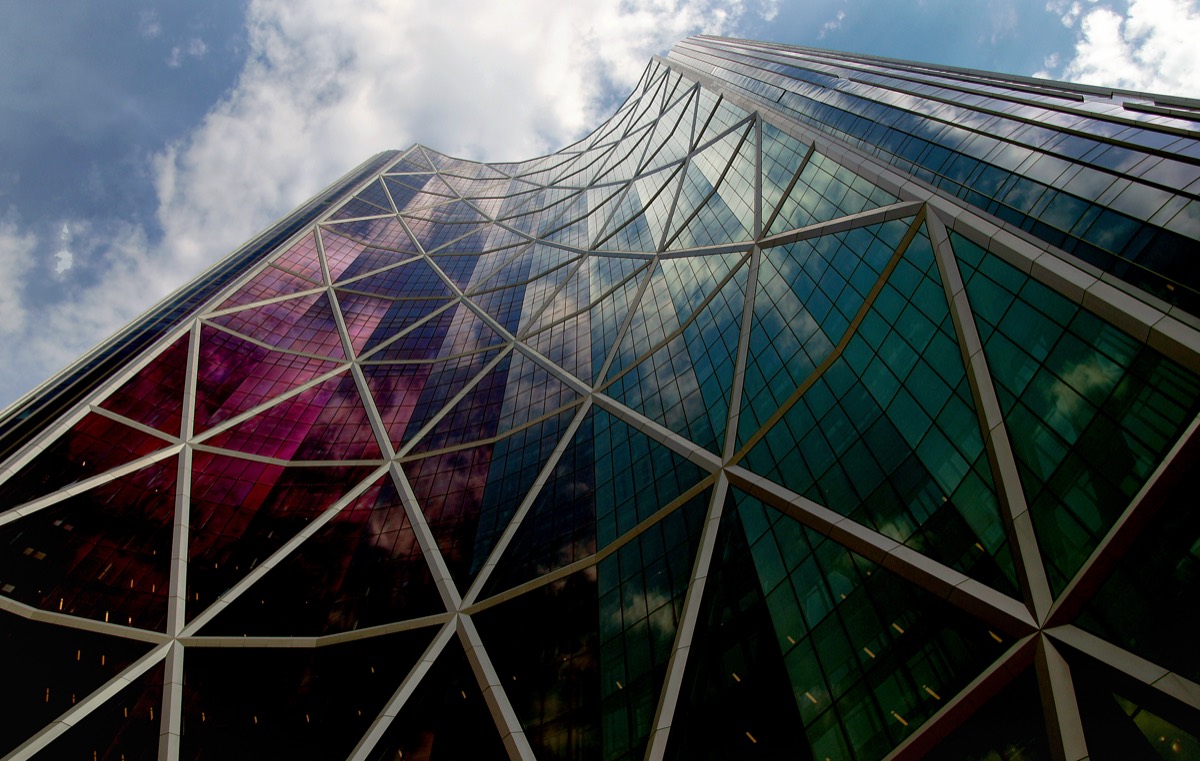 Modern glass-clad office towers